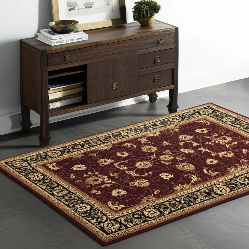 Red And Black Oriental Area Rug Photo 2