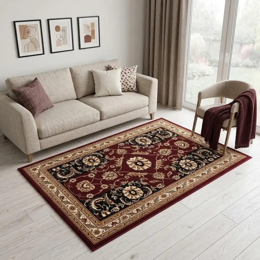 Red And Black Oriental Area Rug Photo 1