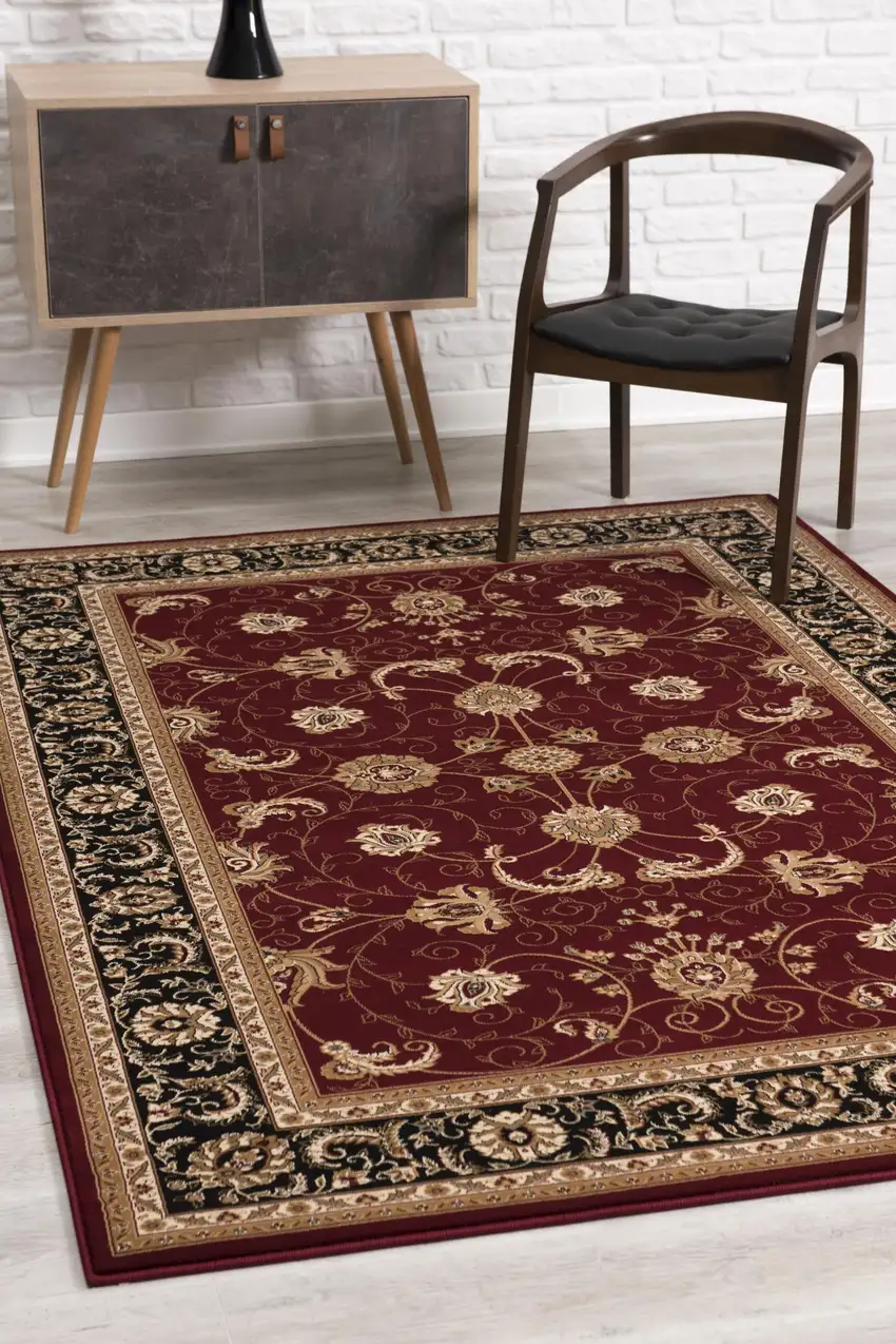 Red and Black Ornamental Area Rug Photo 4