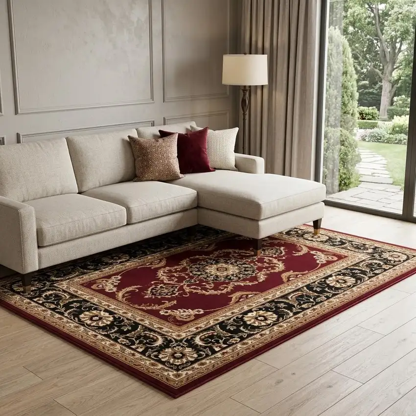 Red And Black Oriental Area Rug Photo 1