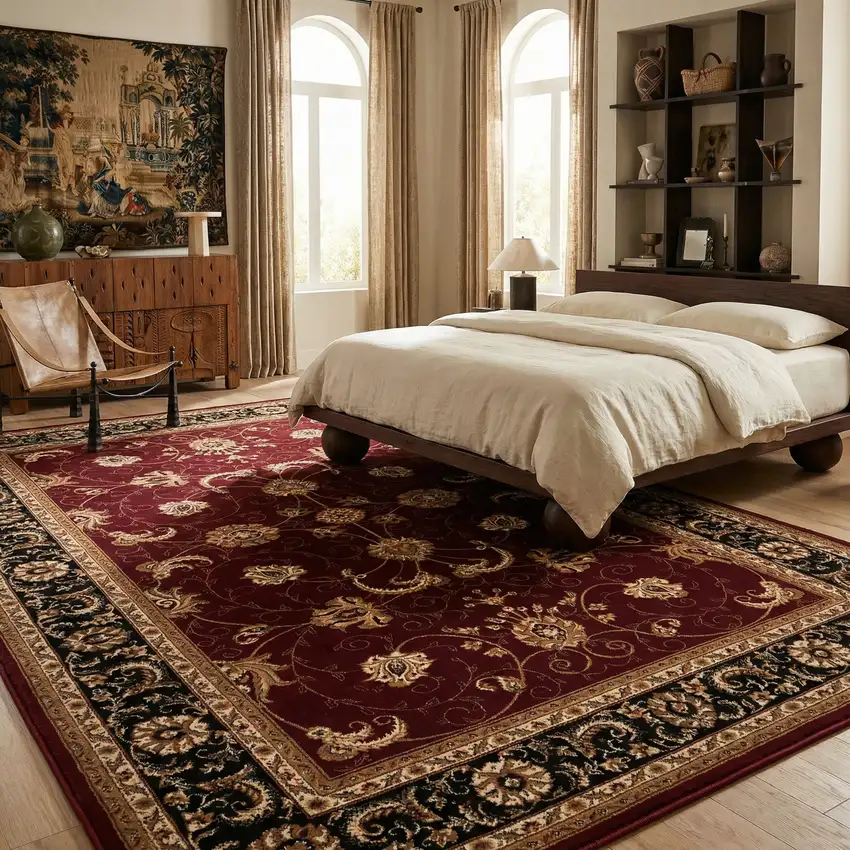 Red And Black Oriental Area Rug Photo 7