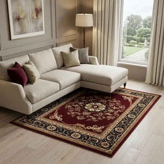 Red And Black Oriental Area Rug Photo 1