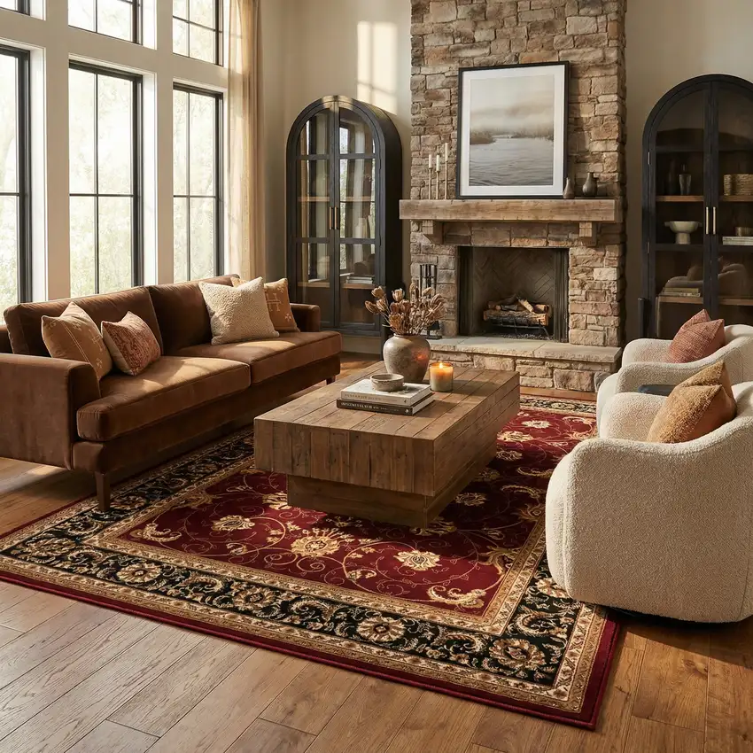 Red And Black Oriental Area Rug Photo 5