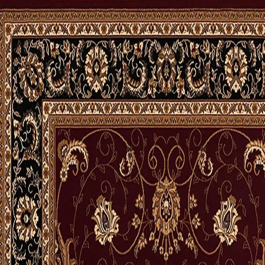 10' Red And Black Oriental Runner Rug Photo 6