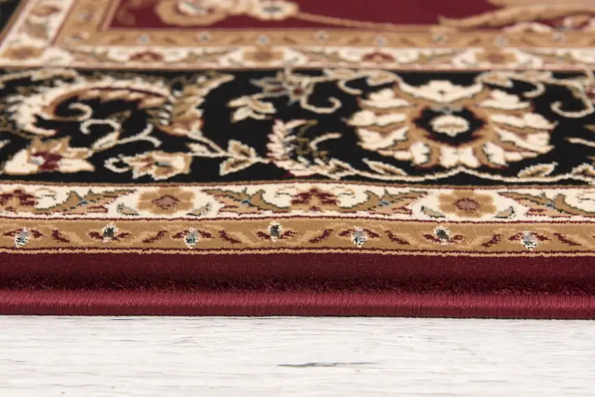 Red and Black Ornamental Runner Rug Photo 5