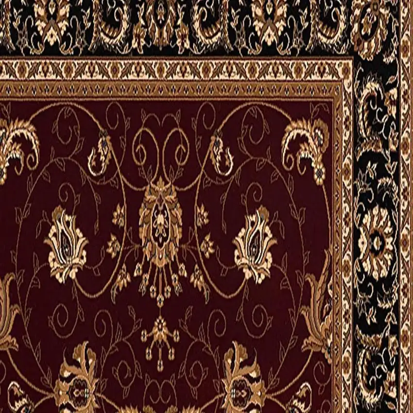 13' Red And Black Oriental Runner Rug Photo 6