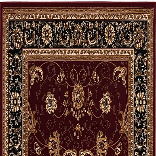 10' Red And Black Oriental Runner Rug Photo 5