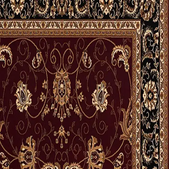 10' Red And Black Oriental Runner Rug Photo 4