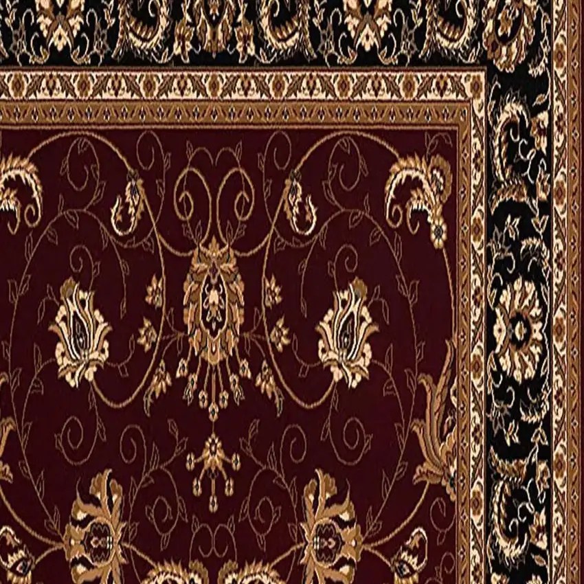 10' Red And Black Oriental Runner Rug Photo 4