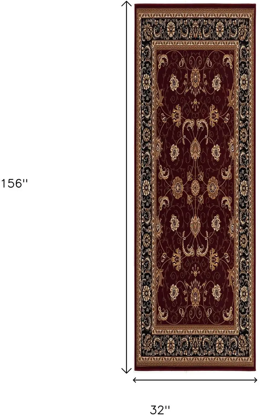 13' Red And Black Oriental Runner Rug Photo 8