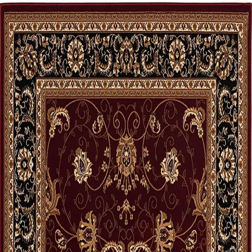 13' Red And Black Oriental Runner Rug Photo 6