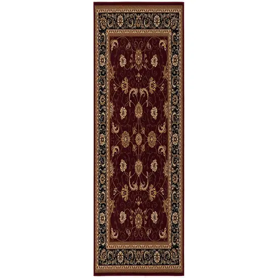 20' Red And Black Oriental Runner Rug Photo 7