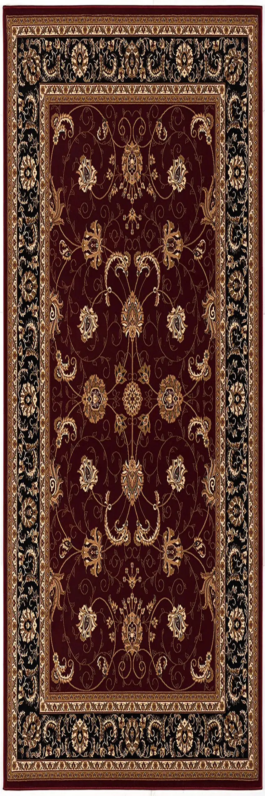 20' Red And Black Oriental Runner Rug Photo 7