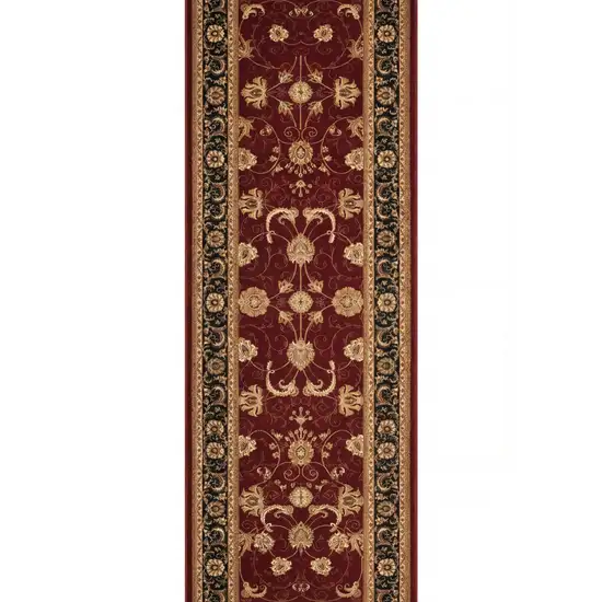 8' Red And Black Oriental Runner Rug Photo 9