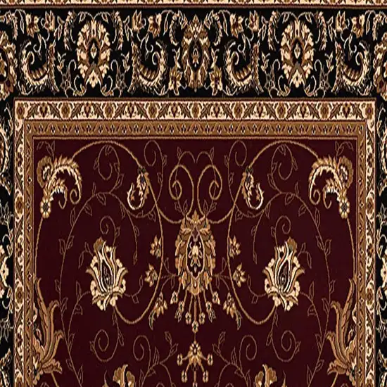 8' Red And Black Oriental Runner Rug Photo 7