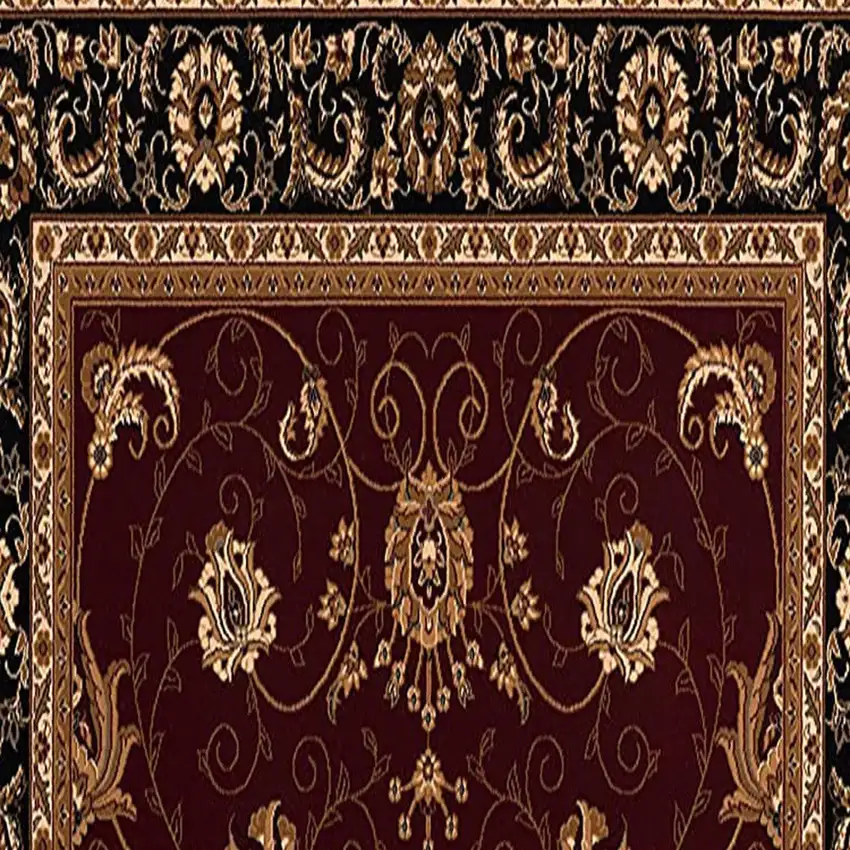 8' Red And Black Oriental Runner Rug Photo 7