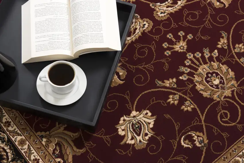 Red and Black Ornamental Runner Rug Photo 2