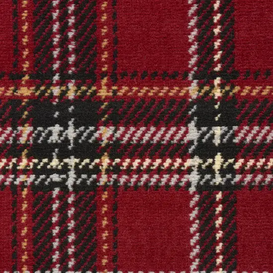 Red and Black Plaid Power Loom Area Rug Photo 3