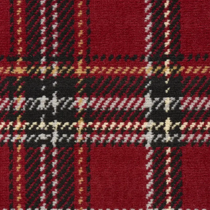 Red and Black Plaid Power Loom Area Rug Photo 3