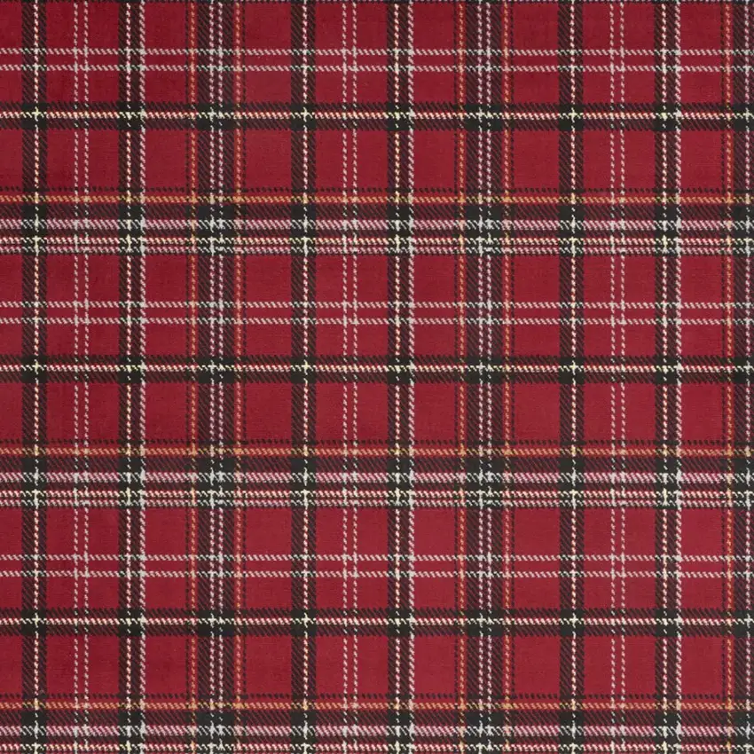 Red and Black Plaid Power Loom Area Rug Photo 7