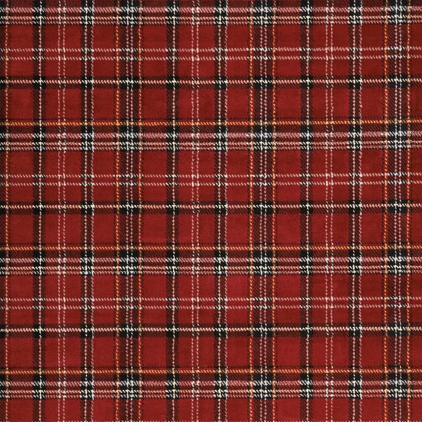 Red and Black Plaid Power Loom Area Rug Photo 6