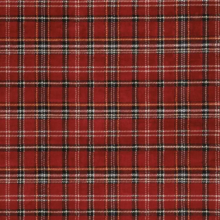 Red and Black Plaid Power Loom Area Rug Photo 1