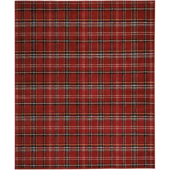 Red and Black Plaid Power Loom Area Rug Photo 4