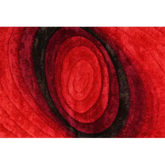 Red and Black Shag Hand Tufted Area Rug Photo 1