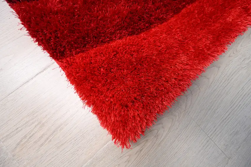 Red and Black Geometric Shag Hand Tufted Area Rug Photo 7