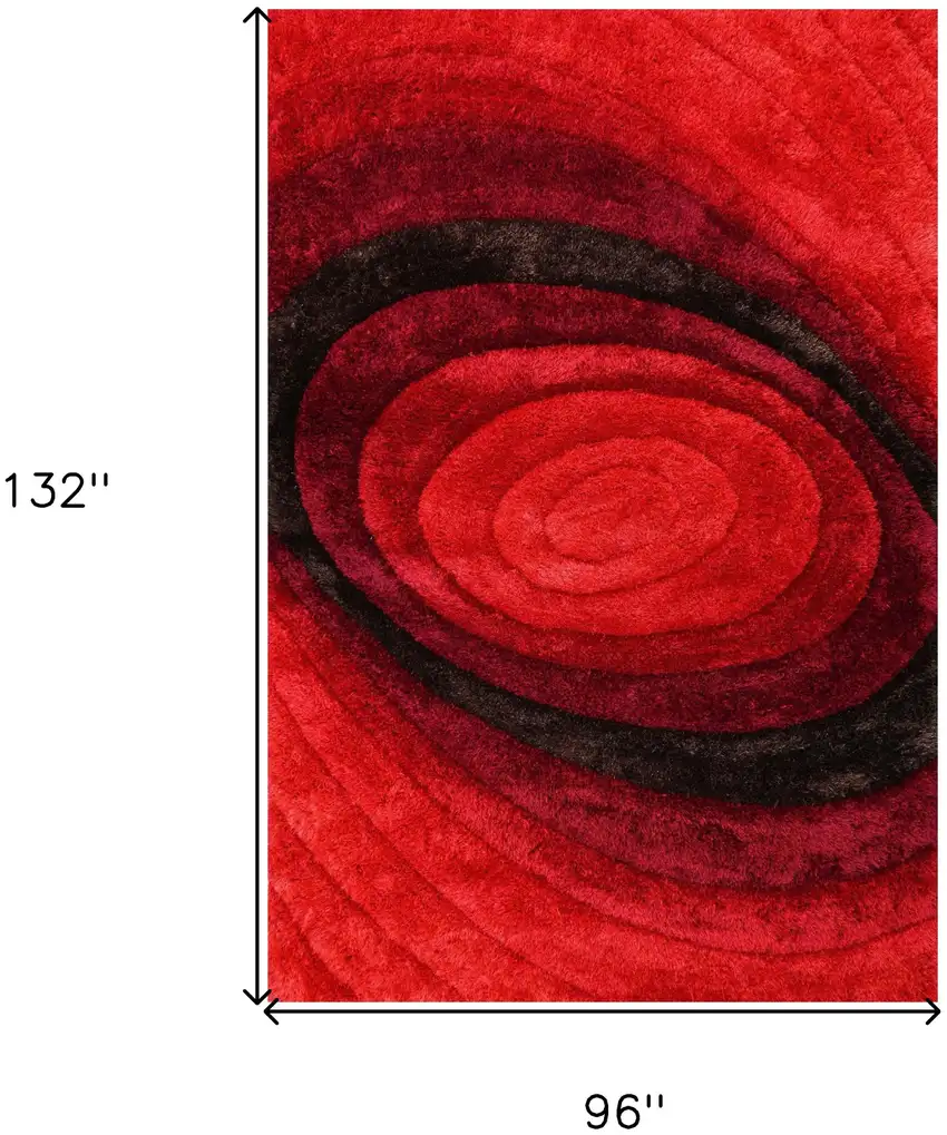 Red and Black Shag Hand Tufted Area Rug Photo 3