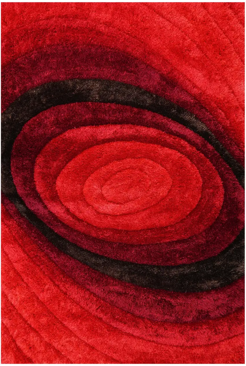 Red and Black Shag Hand Tufted Area Rug Photo 2