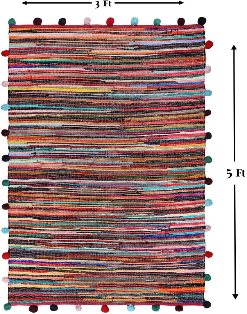 Red and Black Striped Hand Woven Area Rug With Fringe Photo 6