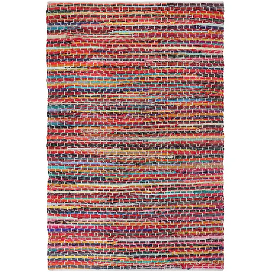 Red and Black Striped Hand Woven Area Rug Photo 2