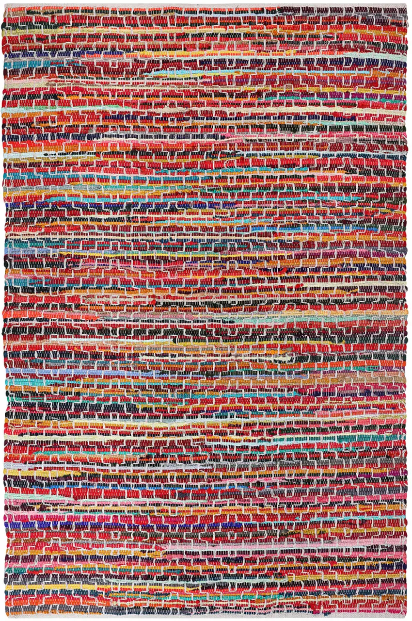 Red and Black Striped Hand Woven Area Rug Photo 2