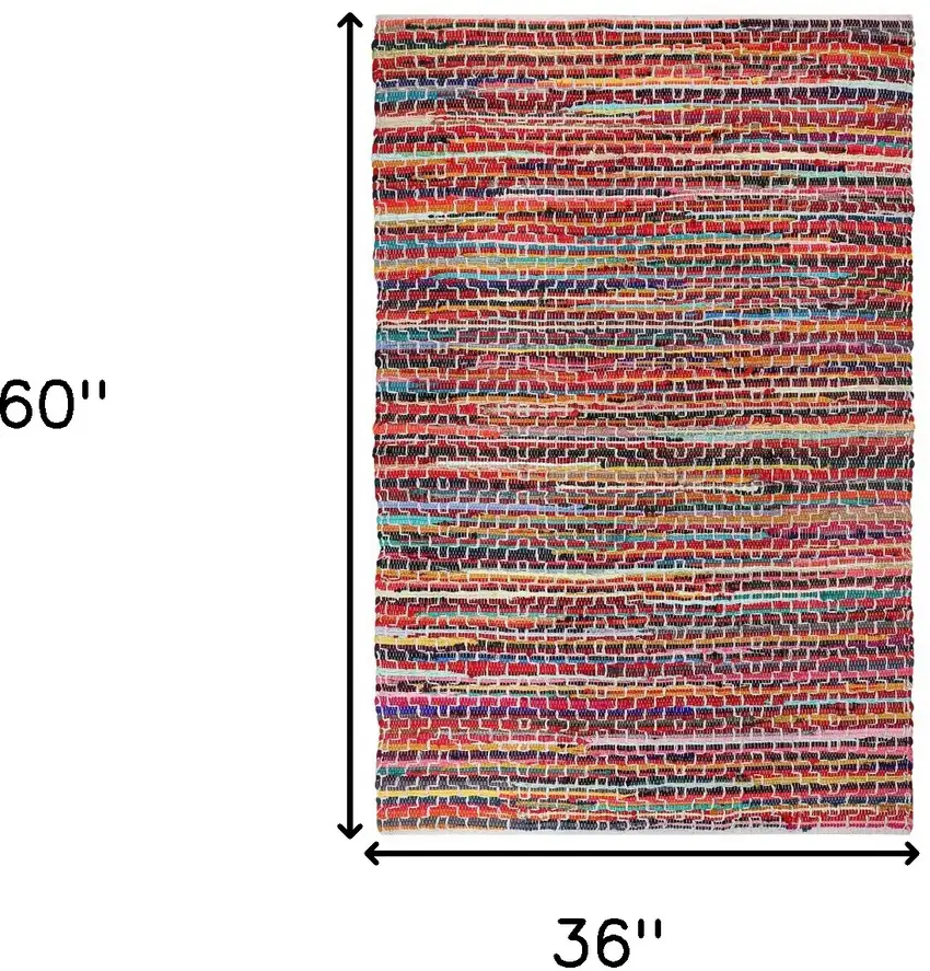 Red and Black Striped Hand Woven Area Rug Photo 3