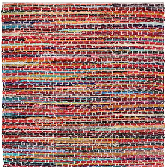 Red and Black Striped Hand Woven Area Rug Photo 4