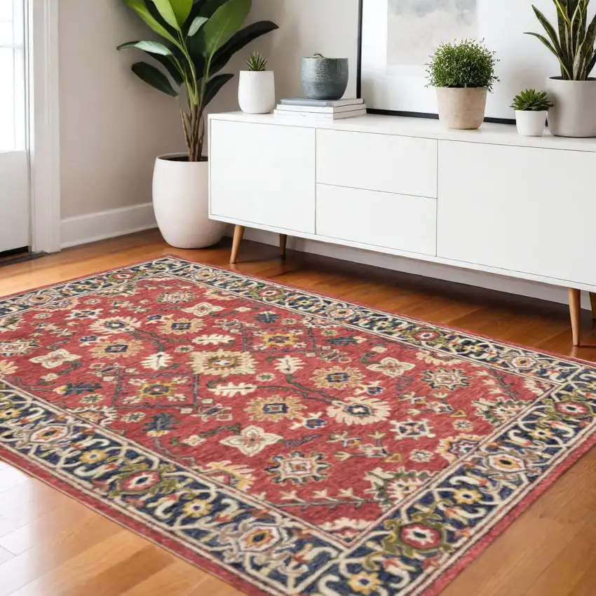 Red And Blue Bohemian Area Rug Photo 1