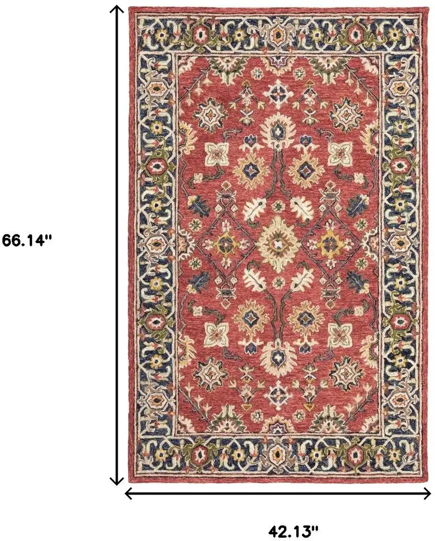 Red And Blue Bohemian Area Rug Photo 3