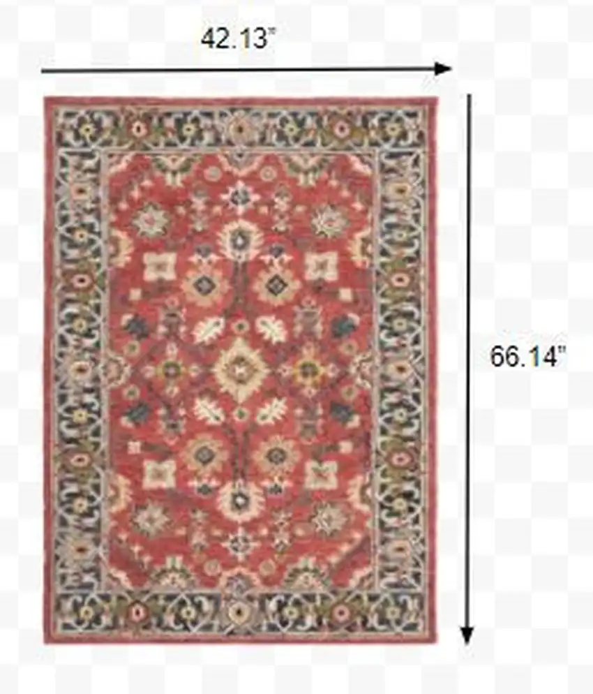 Red and Blue Bohemian Area Rug Photo 3