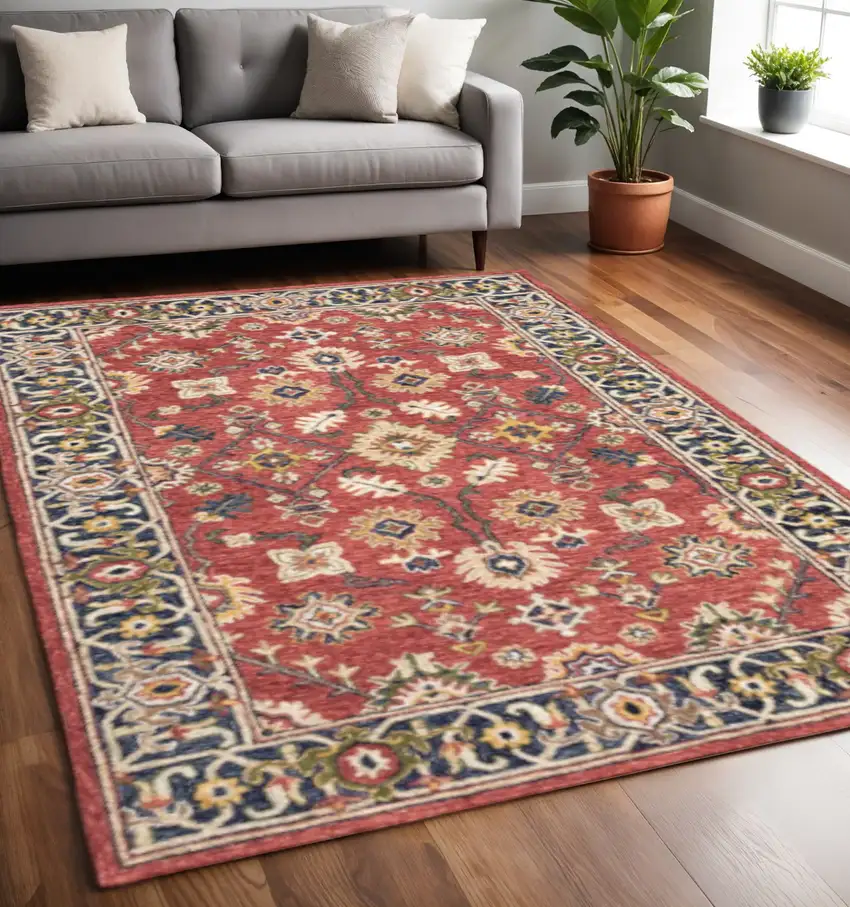 Red And Blue Bohemian Area Rug Photo 1