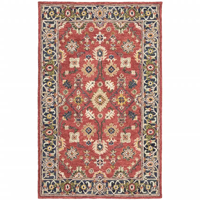 Red and Blue Bohemian Area Rug Photo 1