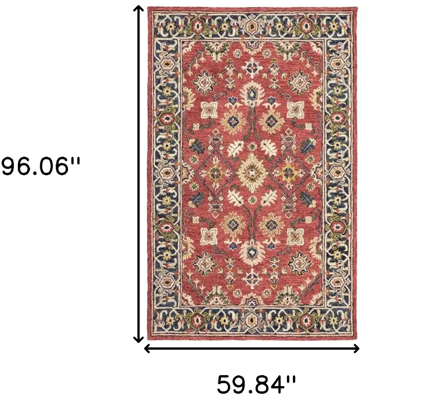 Red and Blue Bohemian Area Rug Photo 6