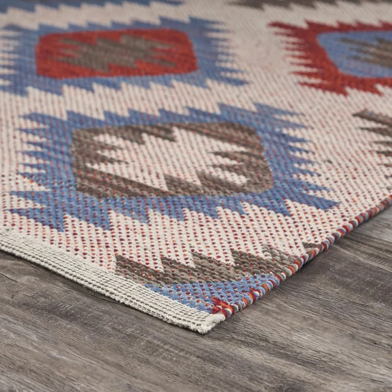 Red and Blue Geometric Diamonds Area Rug Photo 4
