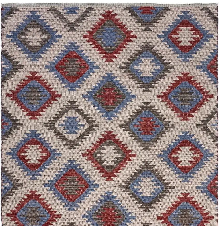 Red and Blue Geometric Diamonds Area Rug Photo 4