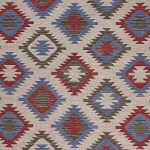 Photo of Red and Blue Geometric Diamonds Area Rug