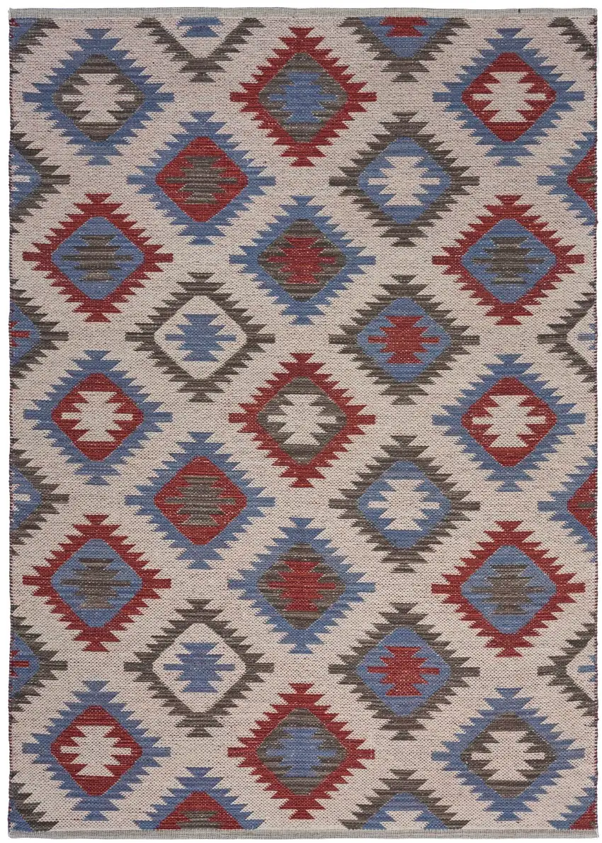 Red and Blue Geometric Diamonds Area Rug Photo 5