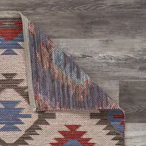 Photo of Red and Blue Geometric Diamonds Area Rug