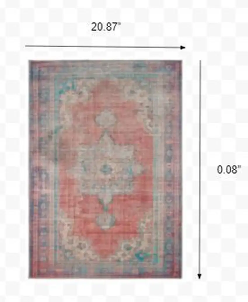 Red and Blue Oriental Scatter Rug Photo 2