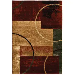 Photo of Red and Brown Geometric Area Rug