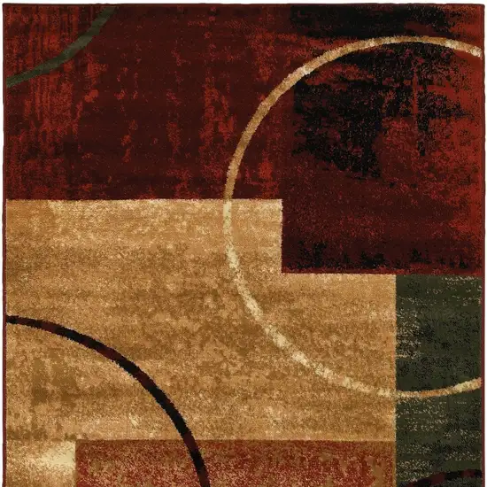 Red and Brown Geometric Area Rug Photo 7